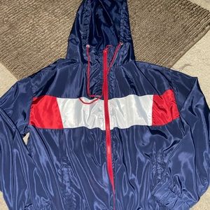 Blue wind breaker zip up